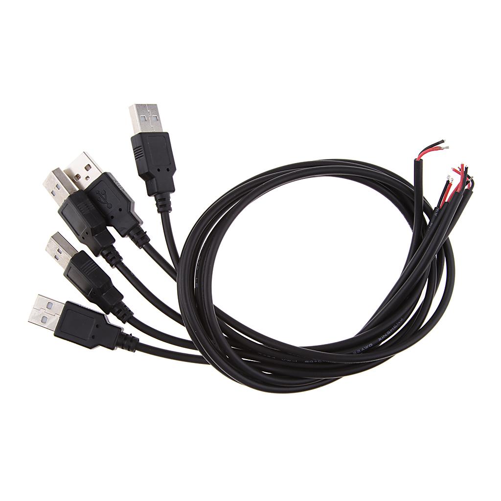 5Pcs DIY USB 2.0 A Male Plug 2 Pin 2 Wire Power Charge Cable Connector