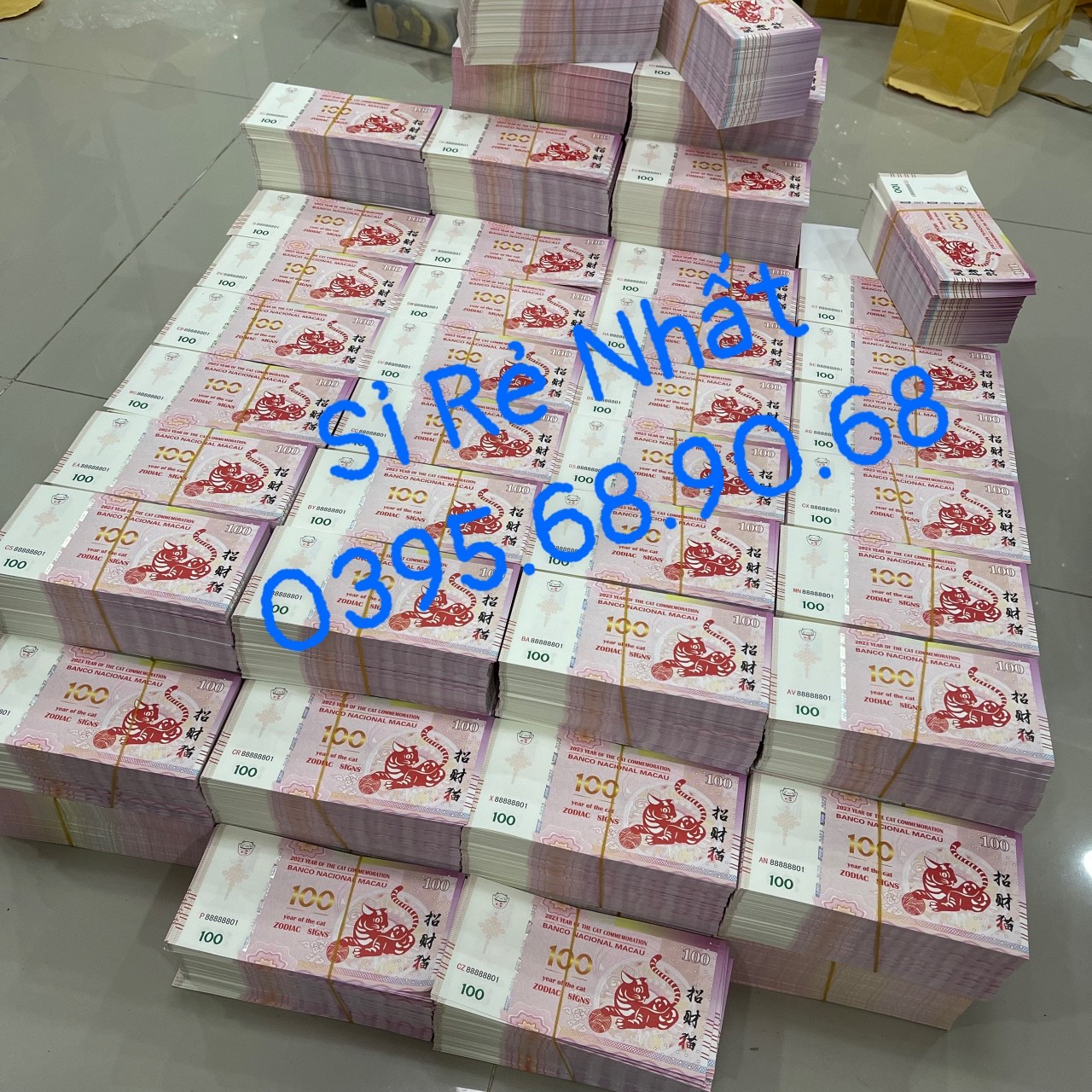 Combo 10 Tờ Tiền Con Mèo Macao 100 Kèm Bao Lì Xì Thuận Buồm Xuôi Gió