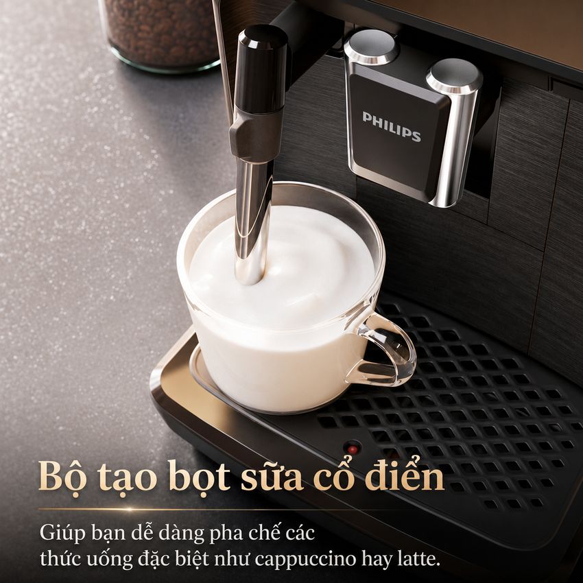 Máy pha cà phê Espresso, Americano tự động và Capuccino, Latte thương hiệu Philips EP2124/72 Serial 2200 - Hàng chính hãng
