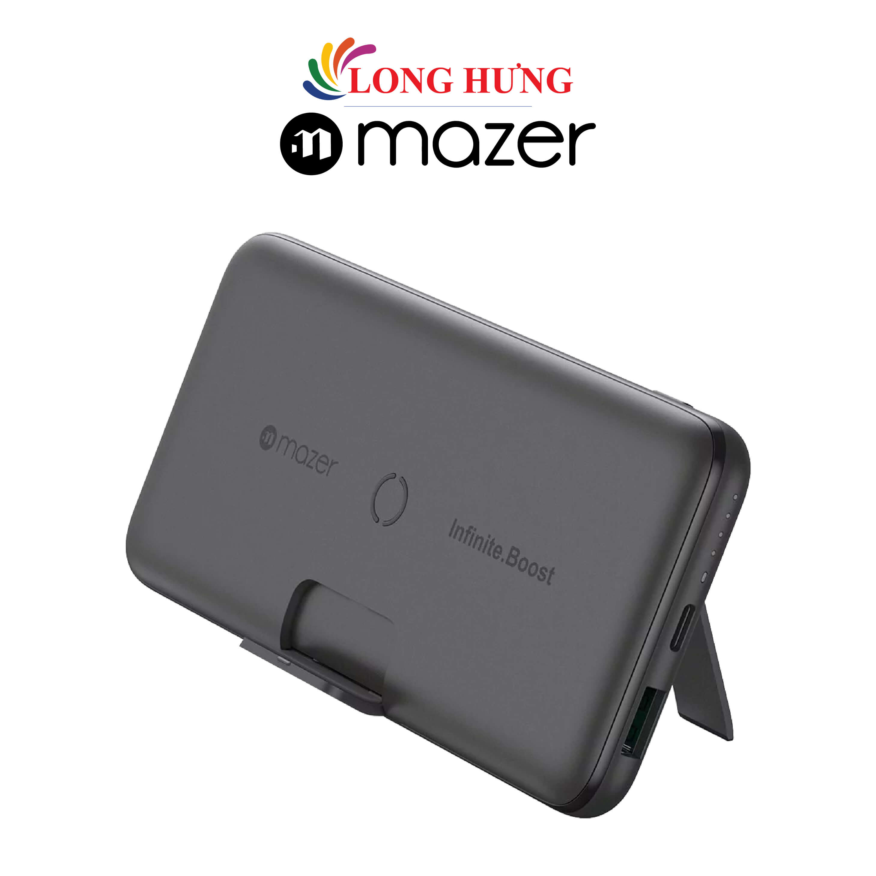 Sạc dự phòng kiêm sạc không dây Mazer Infinite.Boost Air.Stand V3.0 10000mAh M-EGWX12-GY - Hàng chính hãng