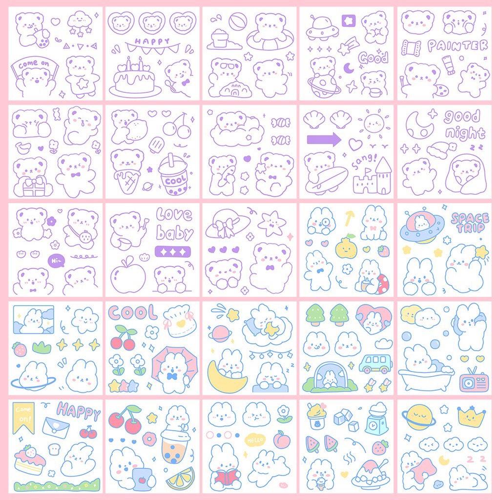 Sticker cute trang trí dán tai nghe, tập vở, bình nước, bút nước Topstore