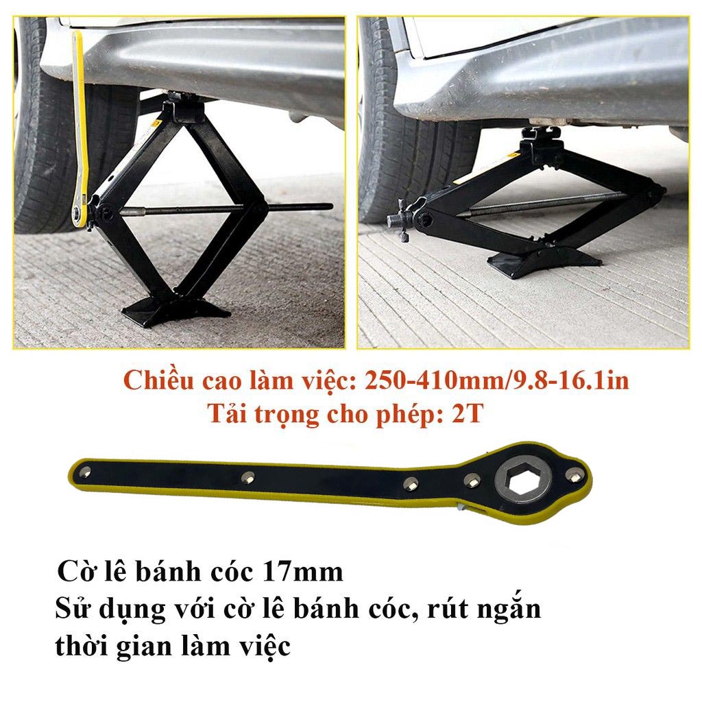 Kích nâng gầm xe ô tô - Kích lốp ô tô chữ A đầu bám xoay 360 độ - Tay siết lực cờ lê tròng tự động, tải trọng 2 Tấn