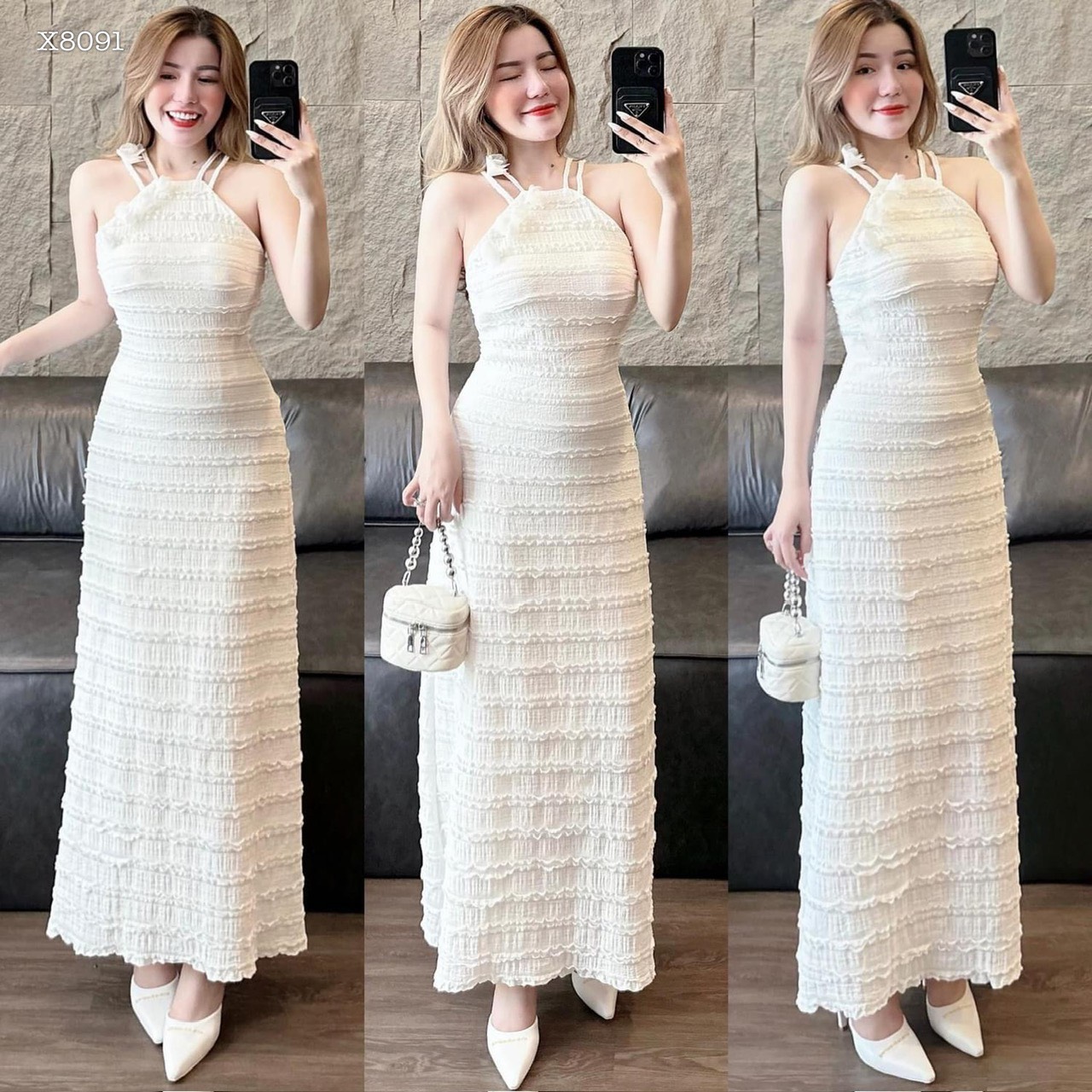 ĐẦM DÀI 2 DÂY CỔ YẾM MIDI SUÔNG TRƠN HỒNG BARBIE ÔM BODY MIDITRẮNG MAXI DẠO PHỐ ĐI TIỆC ĐI CHƠI ĐI BIỂN