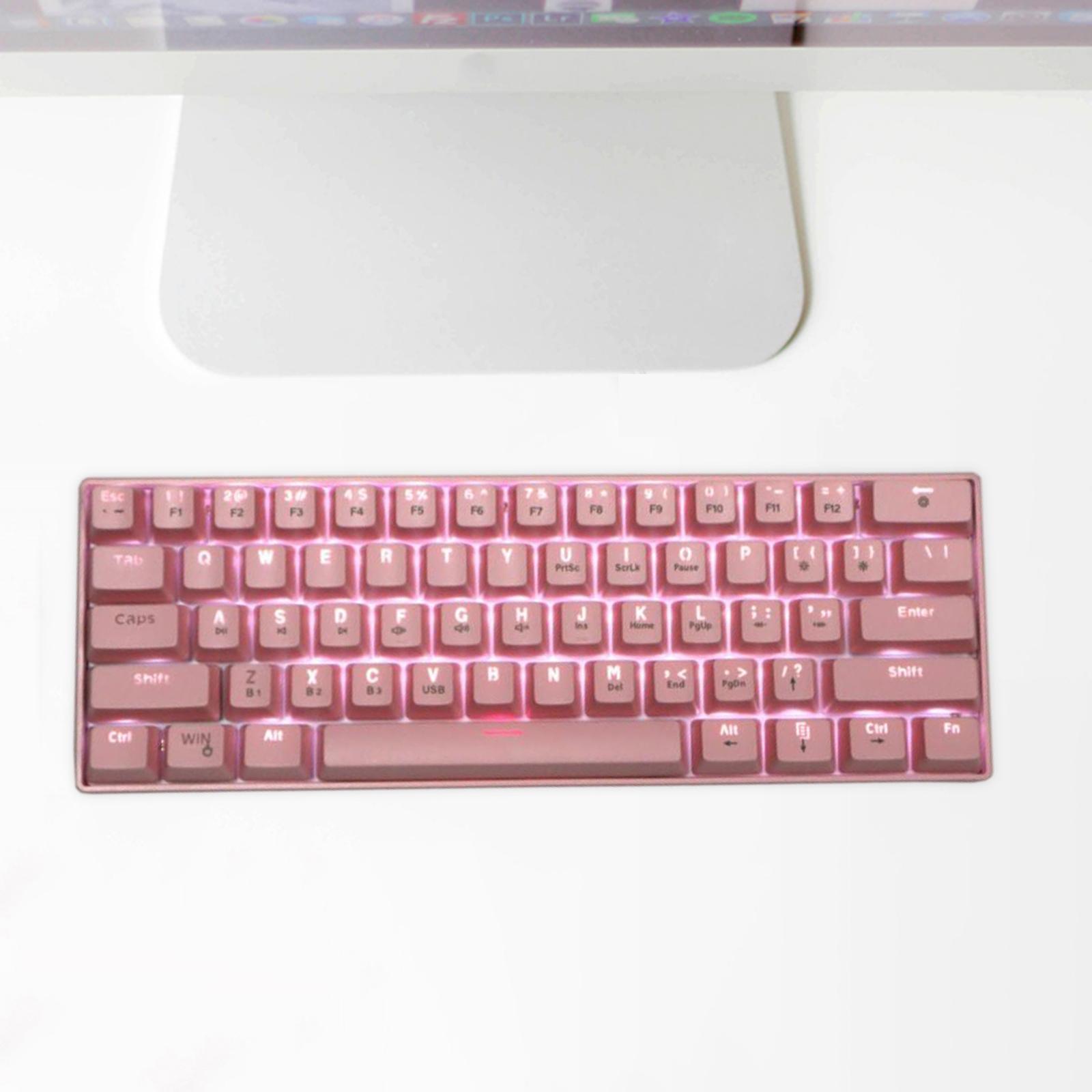 Mechanical Gaming Keyboard Backlit Axis Multi Color RGB for Linux Pink
