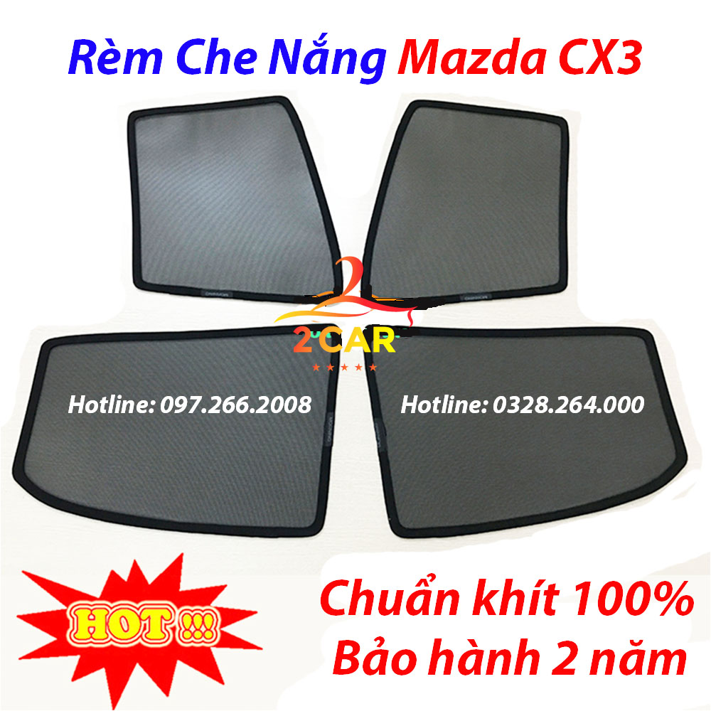 Rèm Che Nắng  Mazda CX3 loại 2 Rèm Chắn Nắng Nam Châm Cho Xe ô tô, Bộ 4 Tấm, có nam châm