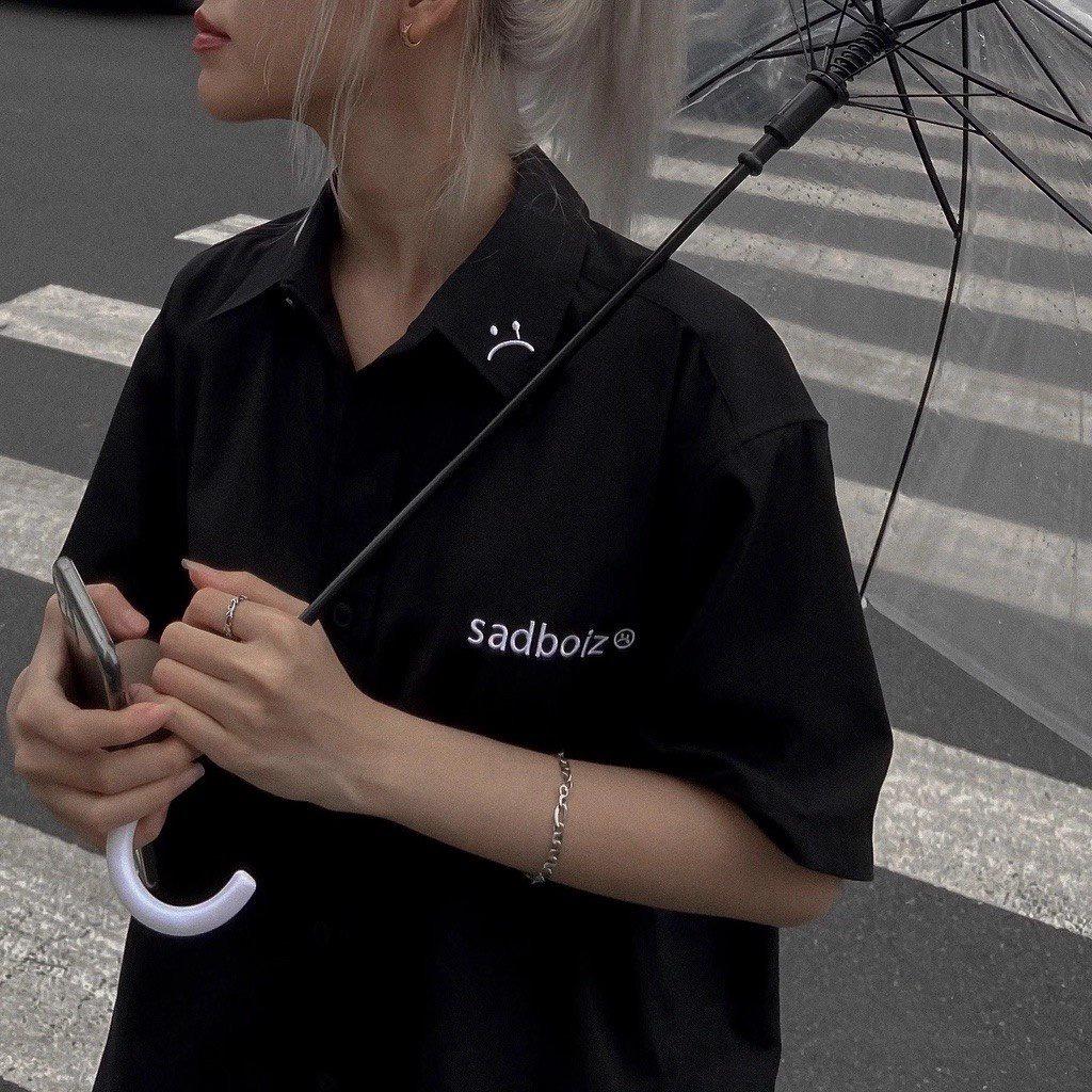 Áo sơ mi Sad boiz đầy đủ tem cổ tag tay cho nam nữ cực chất Hany shop