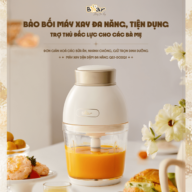 Máy xay ăn dặm 0.6L Bear QSJ-D02Q1. HÀNG CHÍNH HÃNG