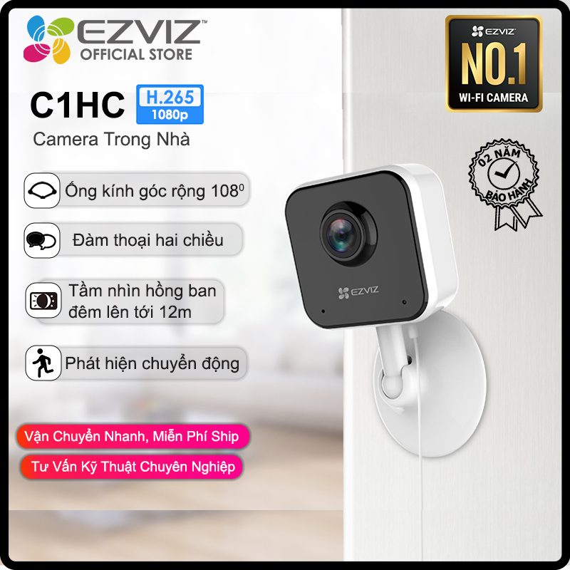 Camera WI-FI EZVIZ C1HC 1080p, Trong Nhà, Đàm Thoại 2 Chiều, Góc Rộng, Nén Video H.265, Phát Hiện Chuyển Động, Hồng Ngoại Ban Đêm 12m, 3 Chế Độ Báo Động, Thiết Kế Nhỏ Gọn Và Dễ Sử Dụng.--Hàng Chính Hãng