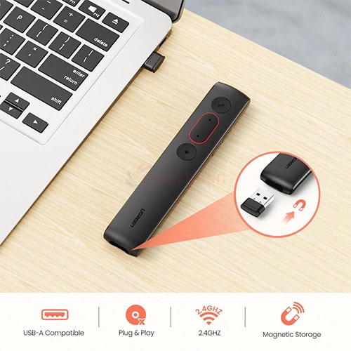 Bút trình chiếu Laser Ugreen Wireless Presenter LP180 60327 - Hàng chính hãng