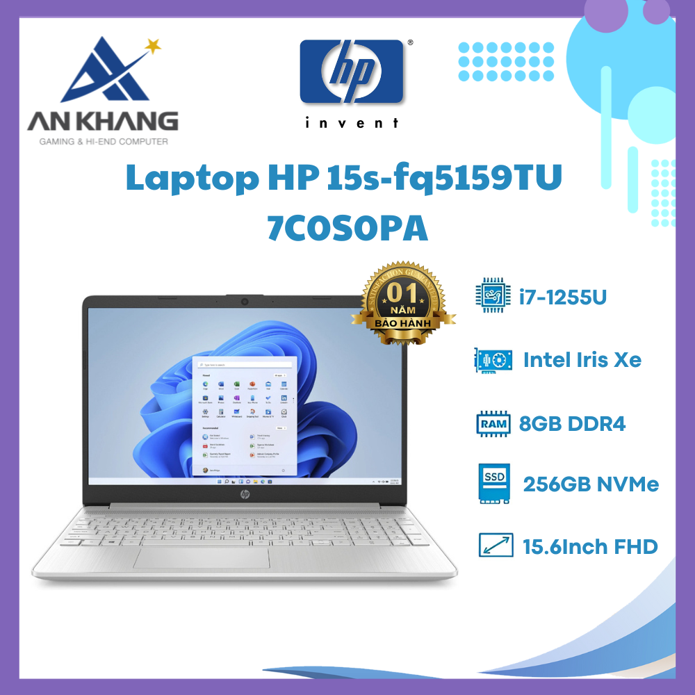 Laptop HP 15s-fq5159TU 7C0S0PA - Hàng Chính Hãng