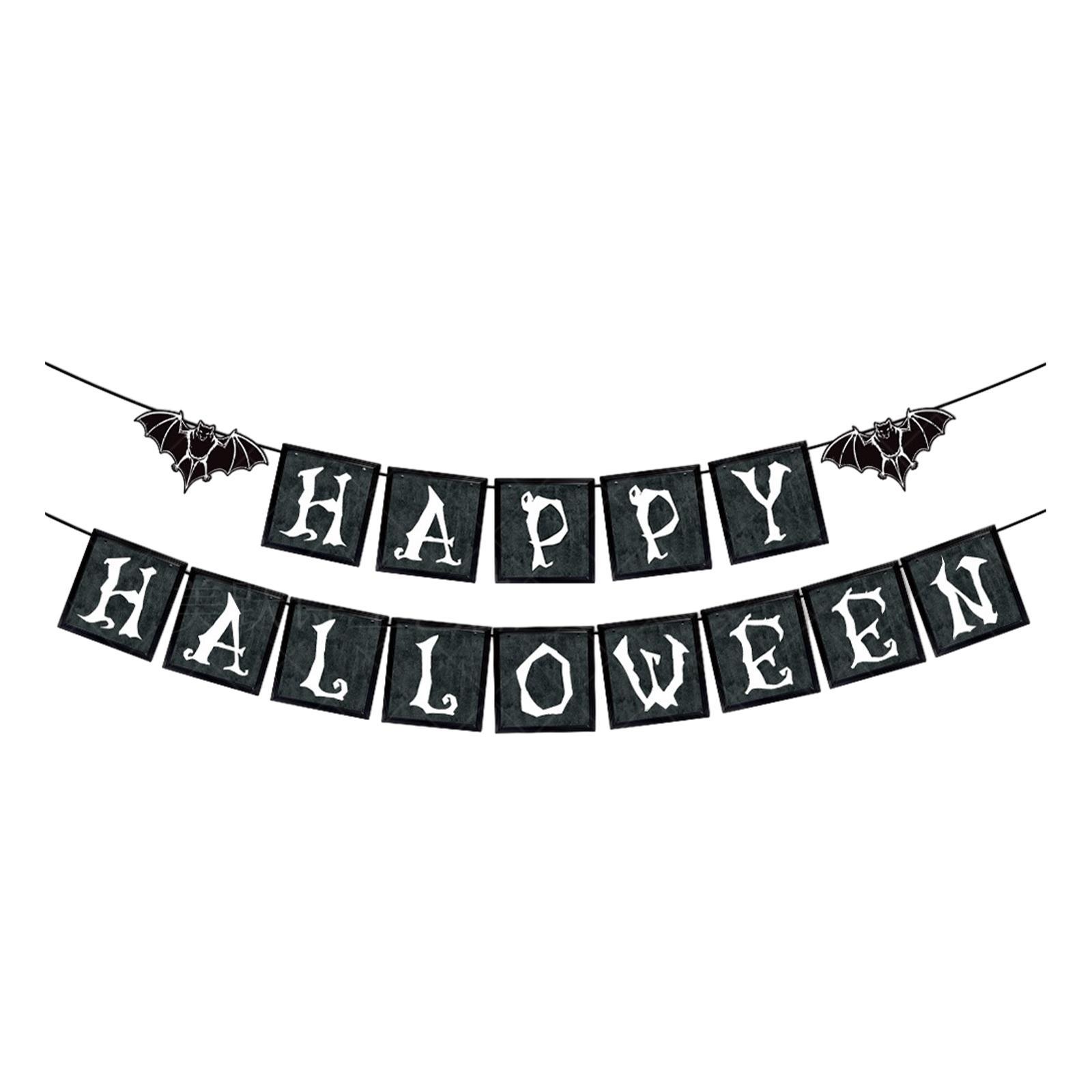 Halloween Banner Halloween Decoration Fireplace Wall Halloween Pull Flag Halloween Garland Supplies for Yard Garden Horror Movie Theme Party