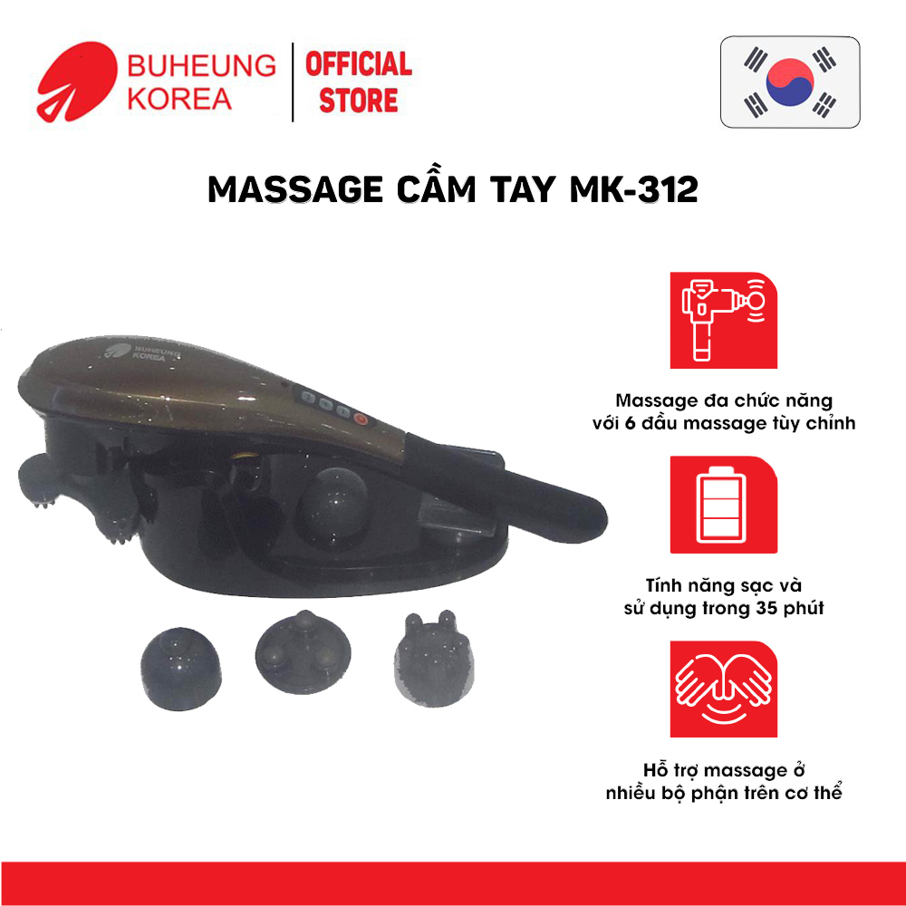 Máy Massage cầm tay Buheung MK-312, 7 cấp độ, 11 đầu massage, bảo hành chính hãng 12 tháng