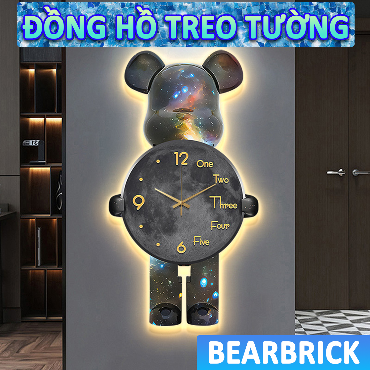 Đồng hồ treo tường phòng khách decor độc đáo tráng gương cao cấp- K1685