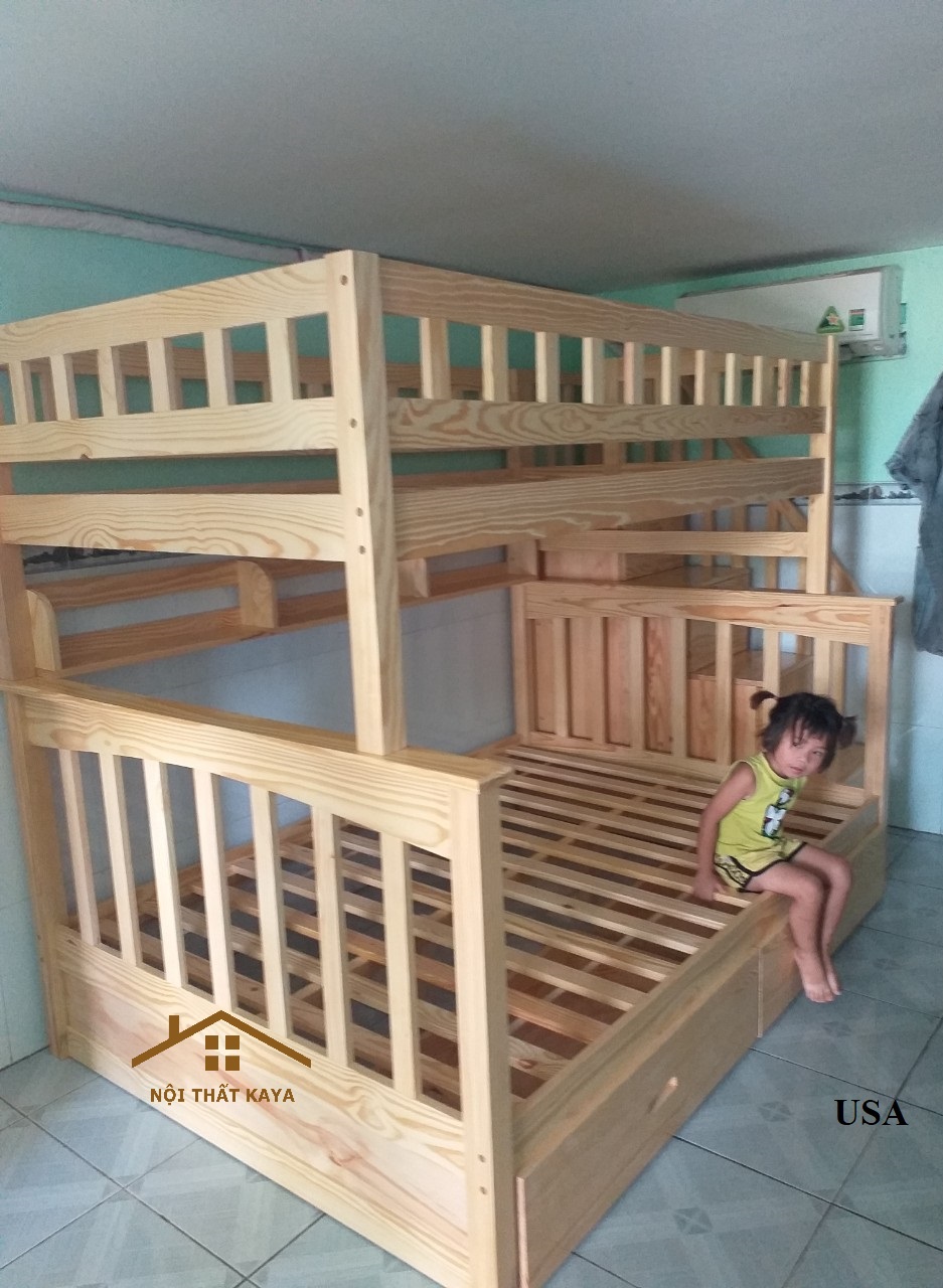 Giường 3 tầng xuất Mỹ - 1m4/1m6/1m