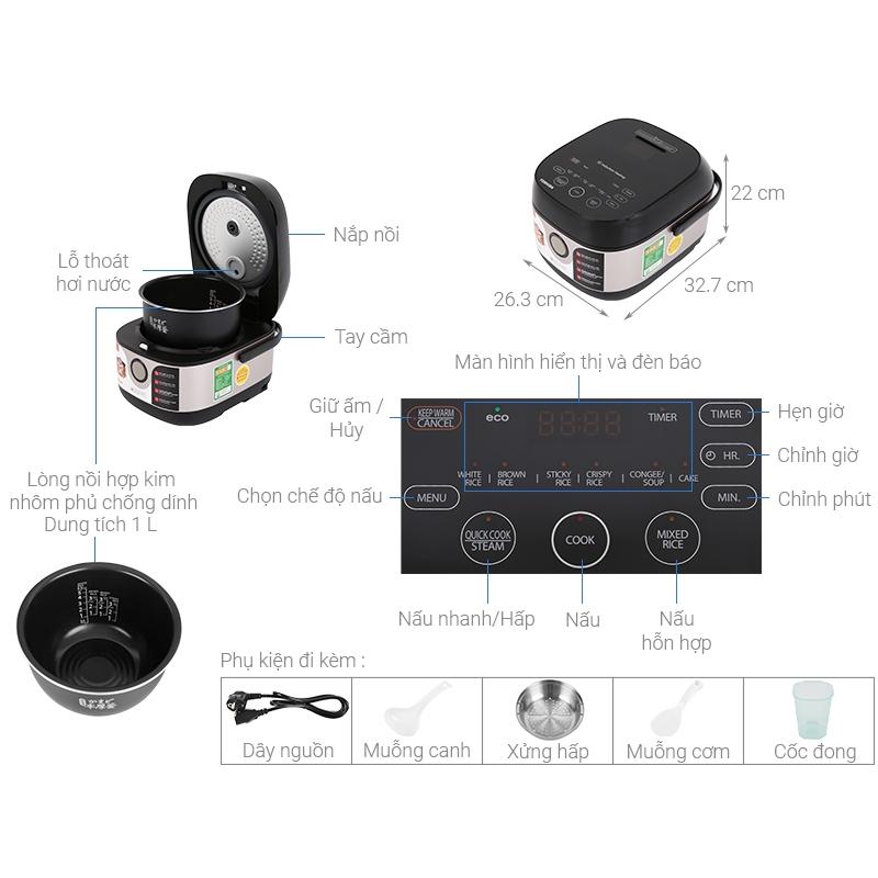 Nồi Cơm Điện Cao Tần Toshiba 1.8 lít RC-18IX1PV, 1300w Lòng Nồi Dầy Dặn, Hàng Chính Hãng