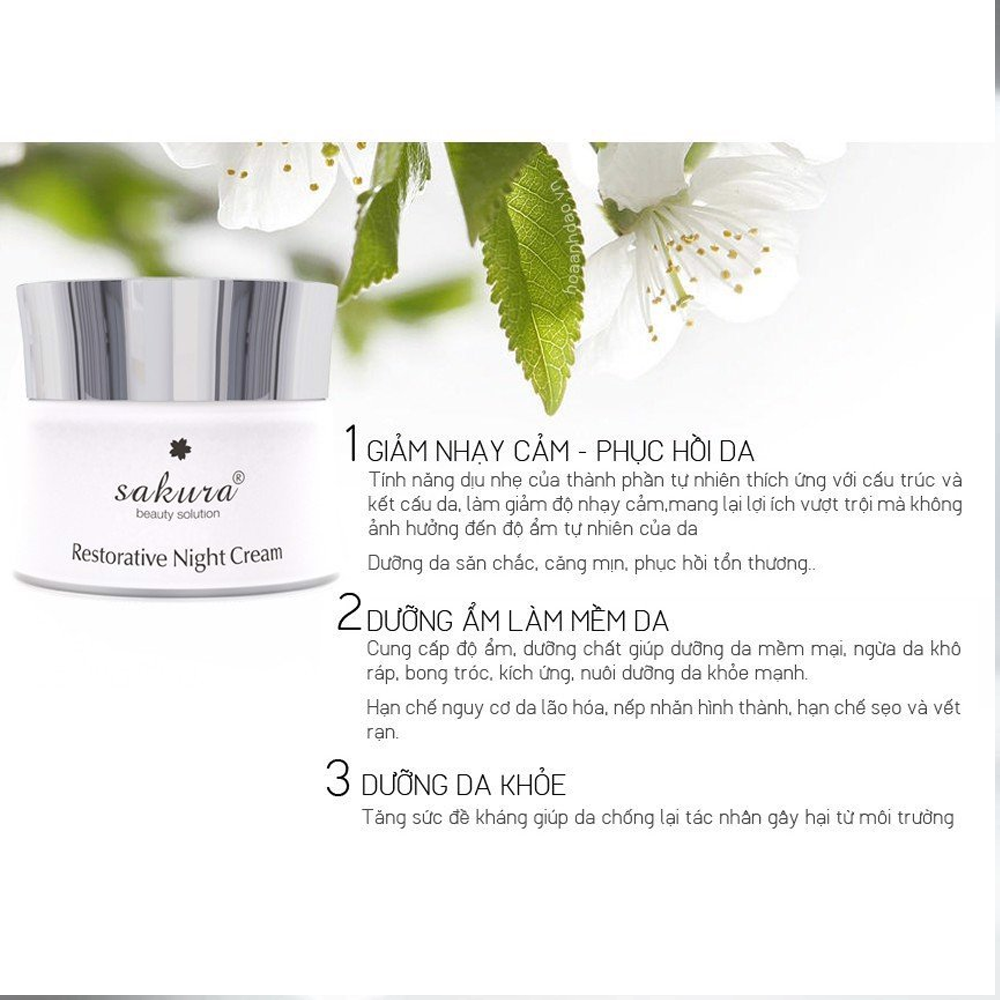 Kem dưỡng phục hồi chống lão hóa da ban đêm Sakura Restorative Night Cream 30g