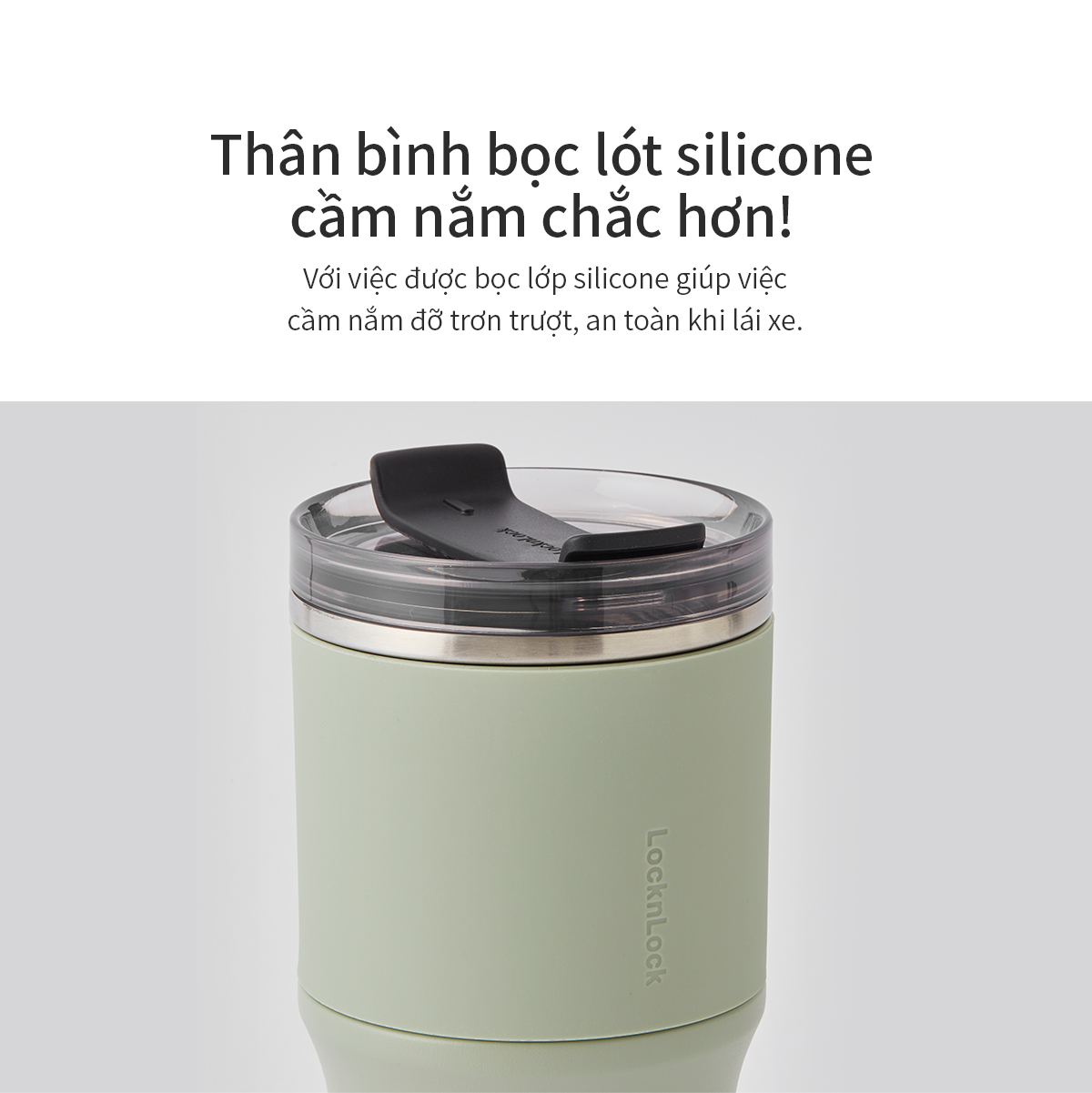 Bình giữ nhiệt LocknLock Metro Drive màu xám LHC4277SGRY 650ml - Hàng chính hãng, kèm ống hút cọ rửa, thiết kế nắp xoay - JoyMall