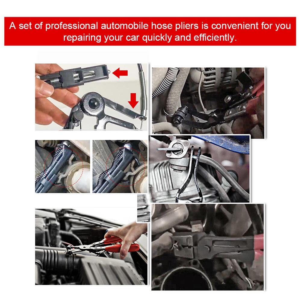 9Pcs Auto Hose Clamp RingPlier Set Flexible Wire Cable Type Joint Boot Clamps Swivel Jaw Tool Remover Oil Seal Screwdriver Car Repairing Tools Auto Hand Tool Set