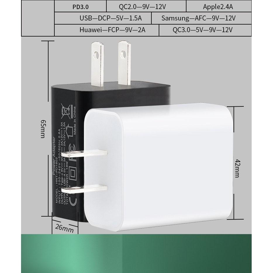 Cốc Củ Sạc Nhanh đa năng 2 cổng USB và Type-C Quick charge 3.0 cho smartphone Tablet. 1 ĐỔI 1 TRONG 7 NGÀY, BẢO HÀNH 6T