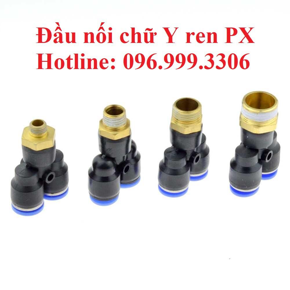 Đầu nối chữ Y ren ngoài khí nén PX đầy đủ kích thước, chính hãng giá sỉ