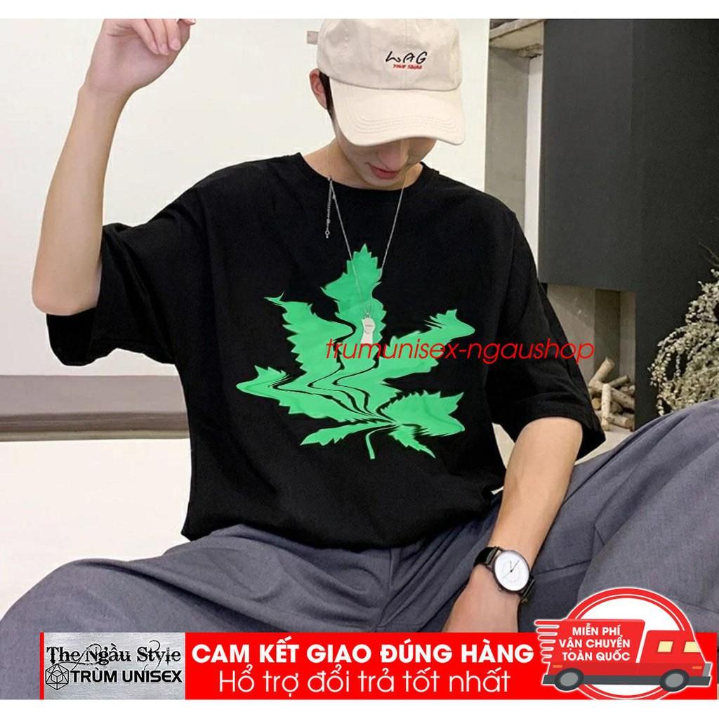 Áo thun unisex form rộng tay lửng nam nữ hàn quốc Lá MCLE 2021 aothununisex
