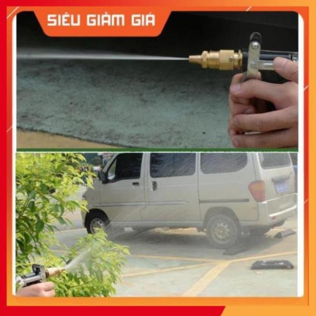 Bộ dây vòi xịt nước rửa xe, tưới cây . tăng áp 3 lần, loại 3m, 5m 206236Sđầu đồng, cút đồng, d.vàng