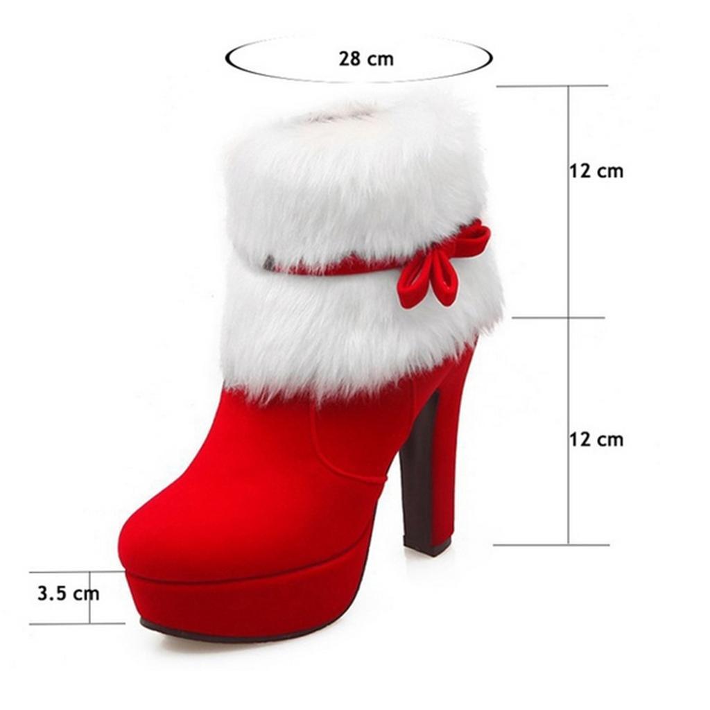 Womens Red Suede Ankle Boots Booties for Casual Party Christmas Dress 35