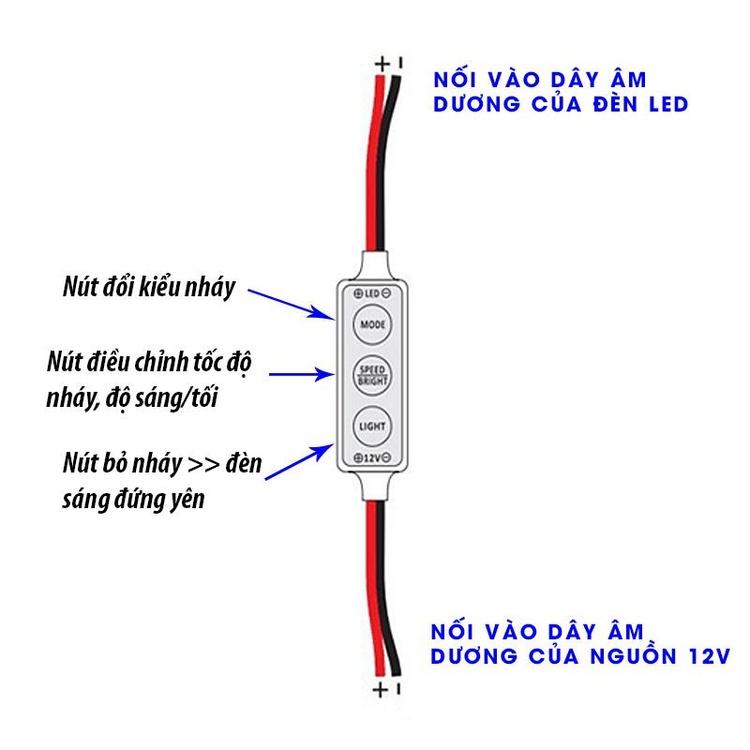 Mạch mini tạo chớp F1 - nhấp nháy nhiều kiểu độ đèn LED ô tô xe máy 12v
