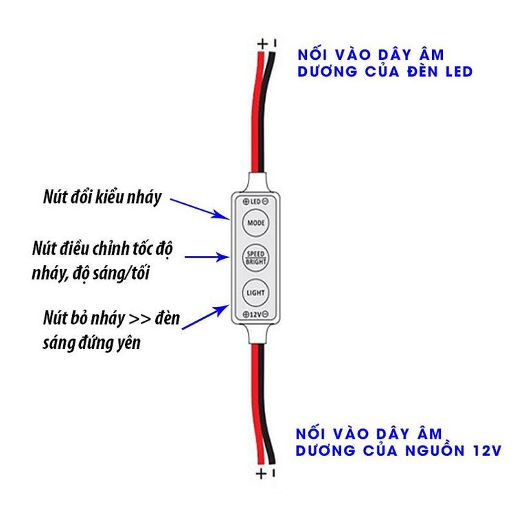 (FREESHIP) Mạch mini tạo chớp F1 - nhấp nháy nhiều kiểu độ đèn LED ô tô xe máy 12v