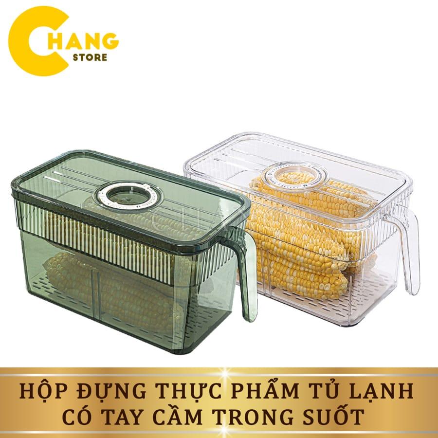 Hộp Đựng Thực Phẩm Tủ Lạnh Tách Nước Có Tay Cầm Tiện Lợi, Chất Liệu Nhựa Cao Cấp An Toàn Sức Khỏe