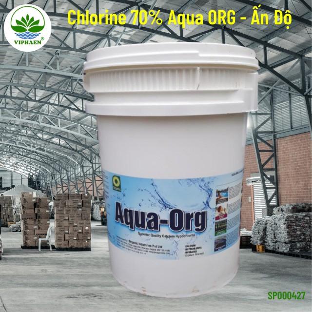 Clorine Aqua ORG Ấn Độ 70%, Bột clorua vôi, Chlorine khử trùng (Thùng 45 kg)