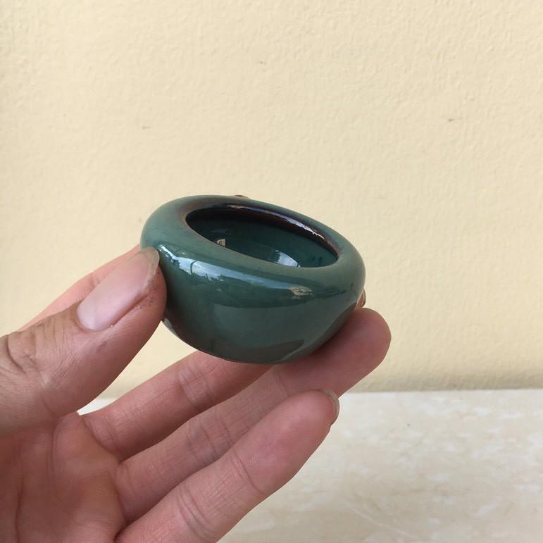 Chậu bonsai Tròn siêu mini men hỏa biến gốm Bát tràng 1 size BM-55