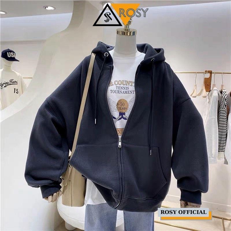 Áo hoodie tay phồng form rộng chất nỉ ngoại cao cấp oversize, Áo Hoodie Nữ Dáng Rộng Có Mũ Tay Dài thời trang, Áo khoác hoodie nỉ trơn unisex chất dày dặn cao cấp có khóa kéo dáng thụng