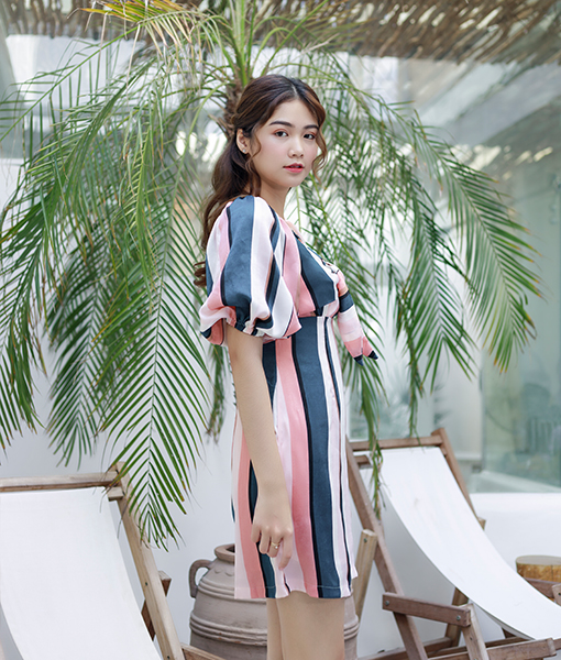 Đầm chít eo nữ Callia Yuko tay phồng - Hàng chính hãng
