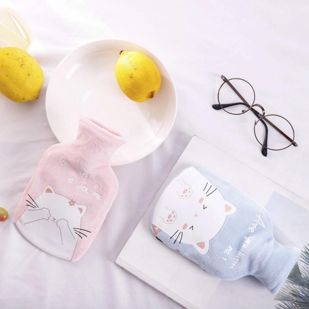 Túi chườm nóng lạnh đa năng 350ml có lớp vải nhung bên ngoài chườm nóng bụng