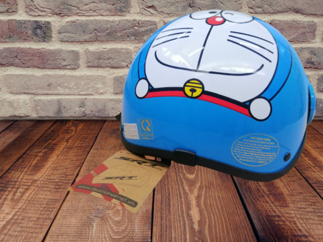 Mũ bảo hiểm 1/2 kính càng SRT Doraemon  xanh biển nhám