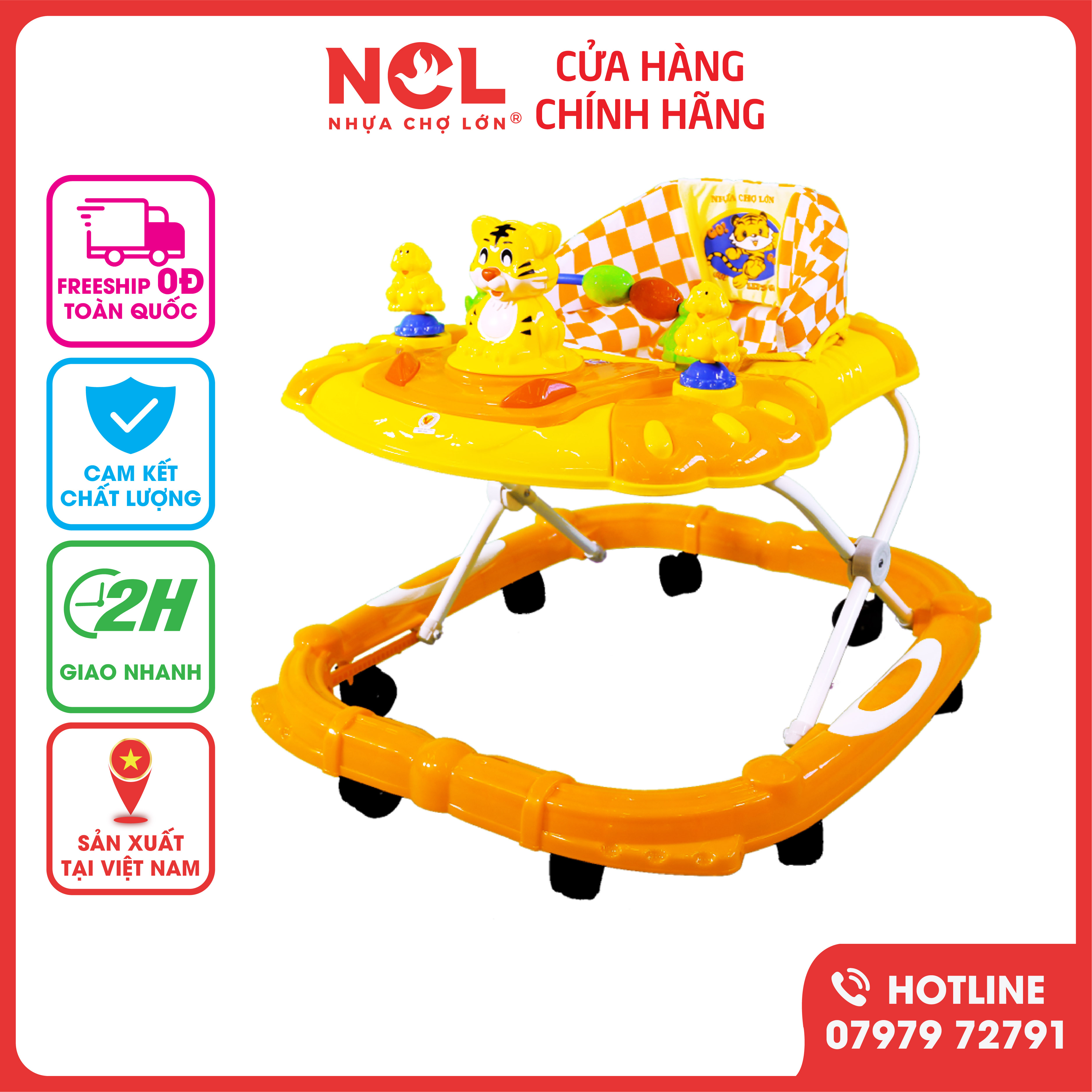 Xe Tập Đi Nhựa Chợ Lớn L4 Con Hổ Dành Cho Bé Từ 6 - 12 Tháng (Có nhạc) - M1637B-XTĐ