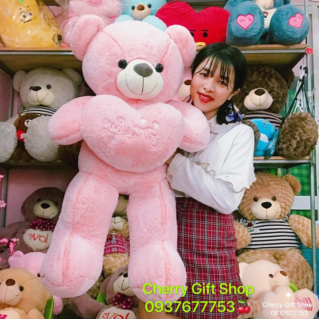 Gấu Bông Teddy Ôm Tim Cao Cấp Hàng Nhập 1m2 Ảnh Shop Chụp