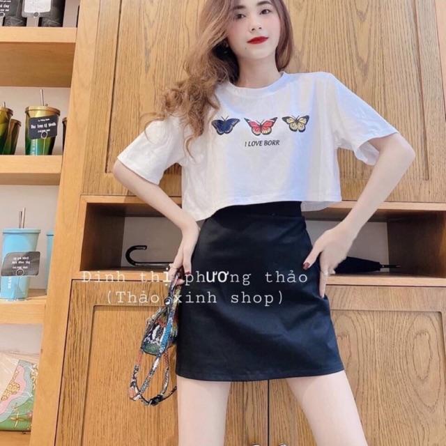 Áo croptop cổ tròn in các kiểu hot trend