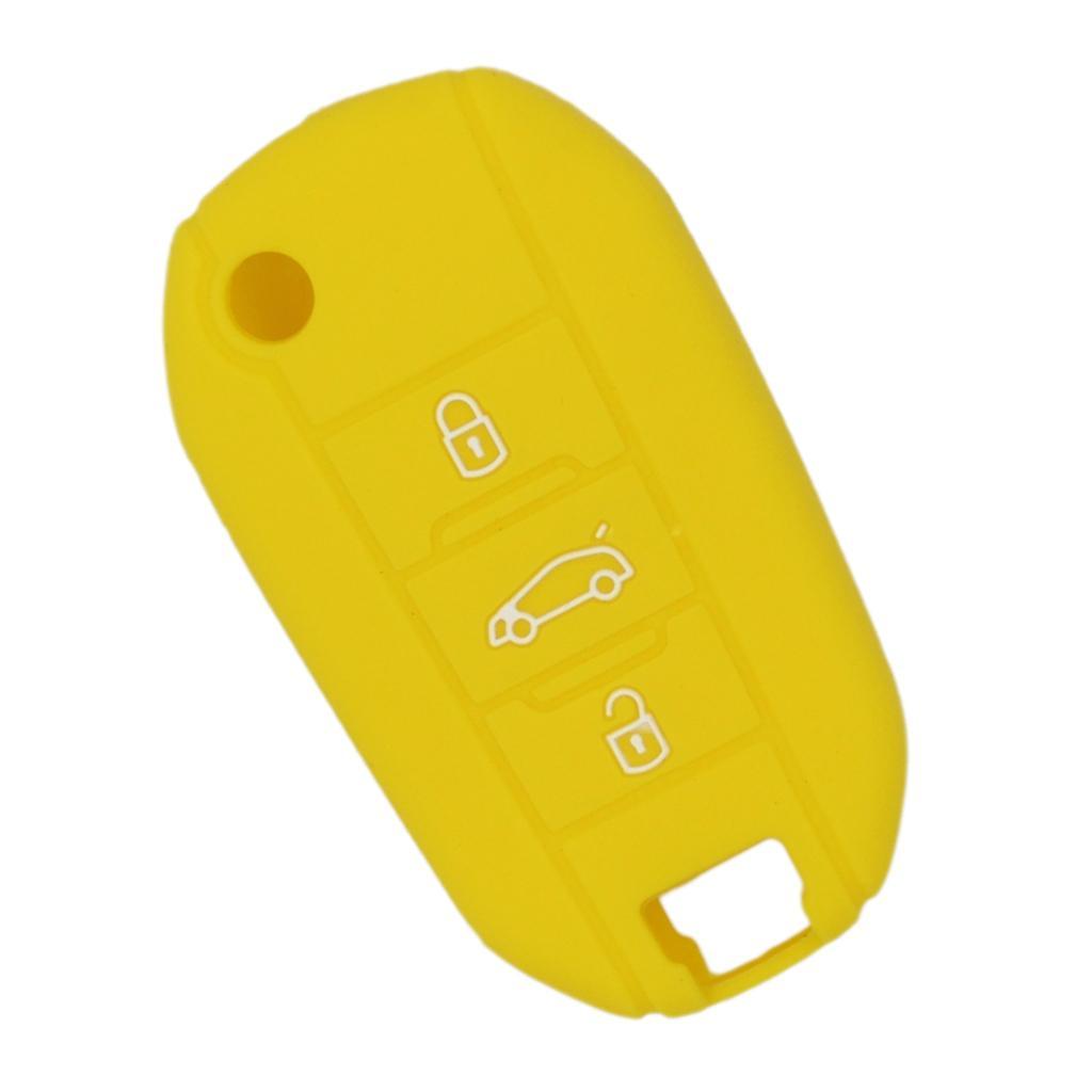 Silicone Car Key Case Cover Fit for AUDI Folding Remote Key Fob Case Shell 3 Buttons Yellow