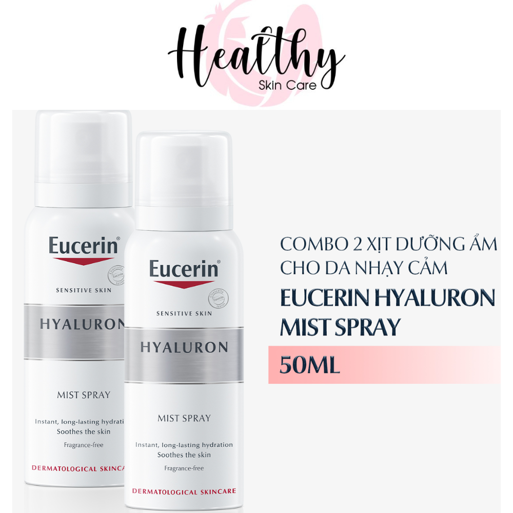 Combo 2 xịt dưỡng ẩm cho da nhạy cảm Eucerin Hyaluron Mist Spray 50ml 66858