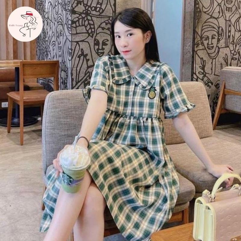 Đầm bầu baby doll caro siêu xinh