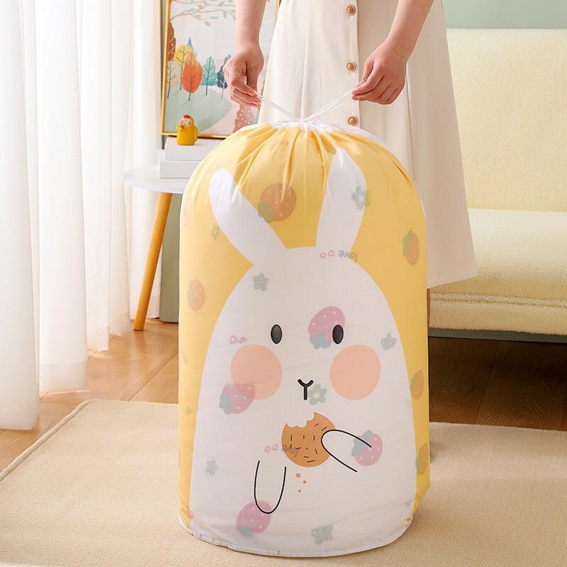 Túi vải đựng quần áo, chăn màn cỡ lớn PEVA không thấm nước dây rút tiện lợi