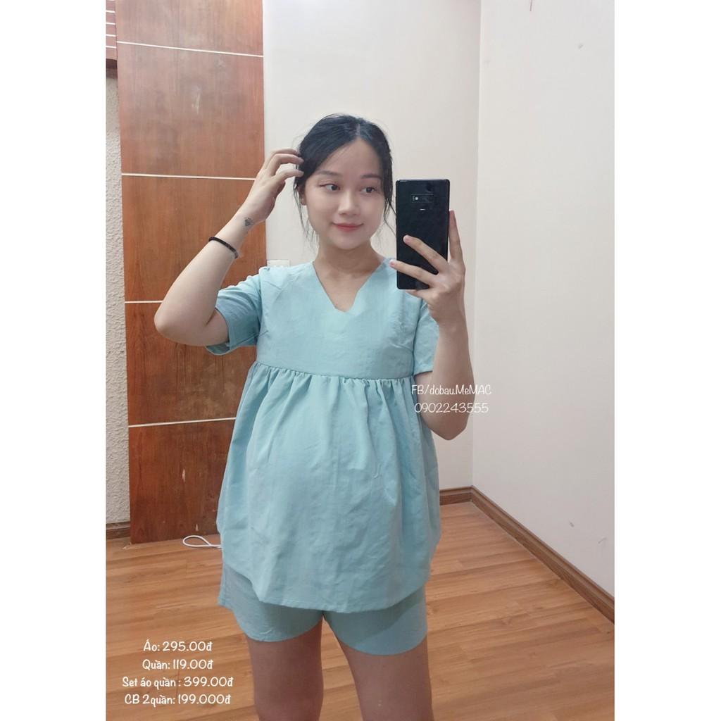 4 MÀU: Đồ Bầu và Bộ Sau Sinh hàng thiết kế vải đũi mát mẻ, áo có khoá kéo quần cạp chéo mặc thoải mái có size