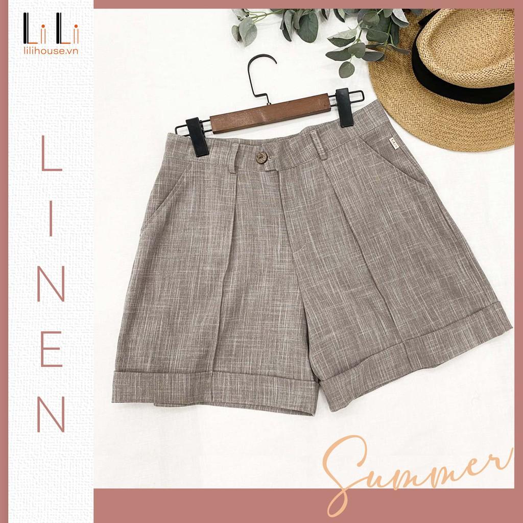 Quần short nữ vải linen tưng sợi tự nhiên không pha trộn sợi hóa học cao cấp