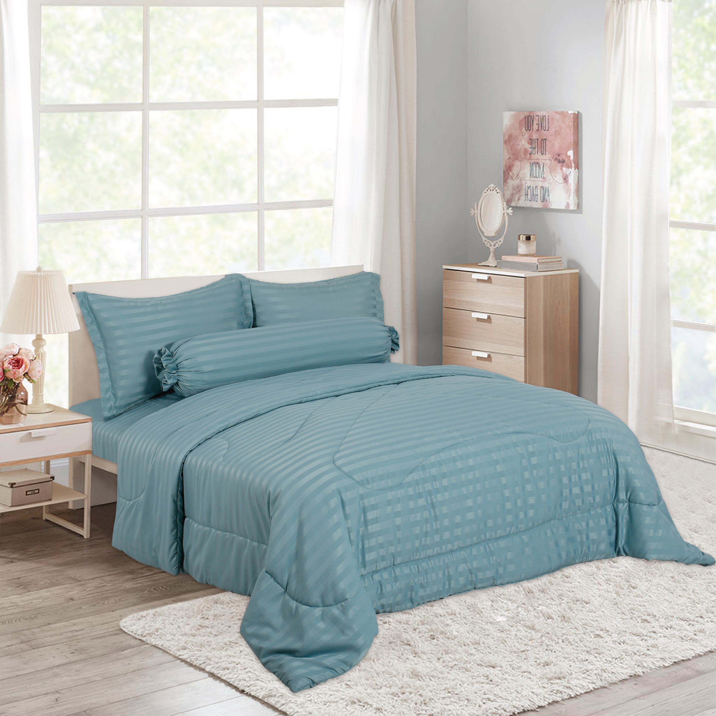 Bộ drap kèm mền NIN Classic C180049 màu xanh ngọc