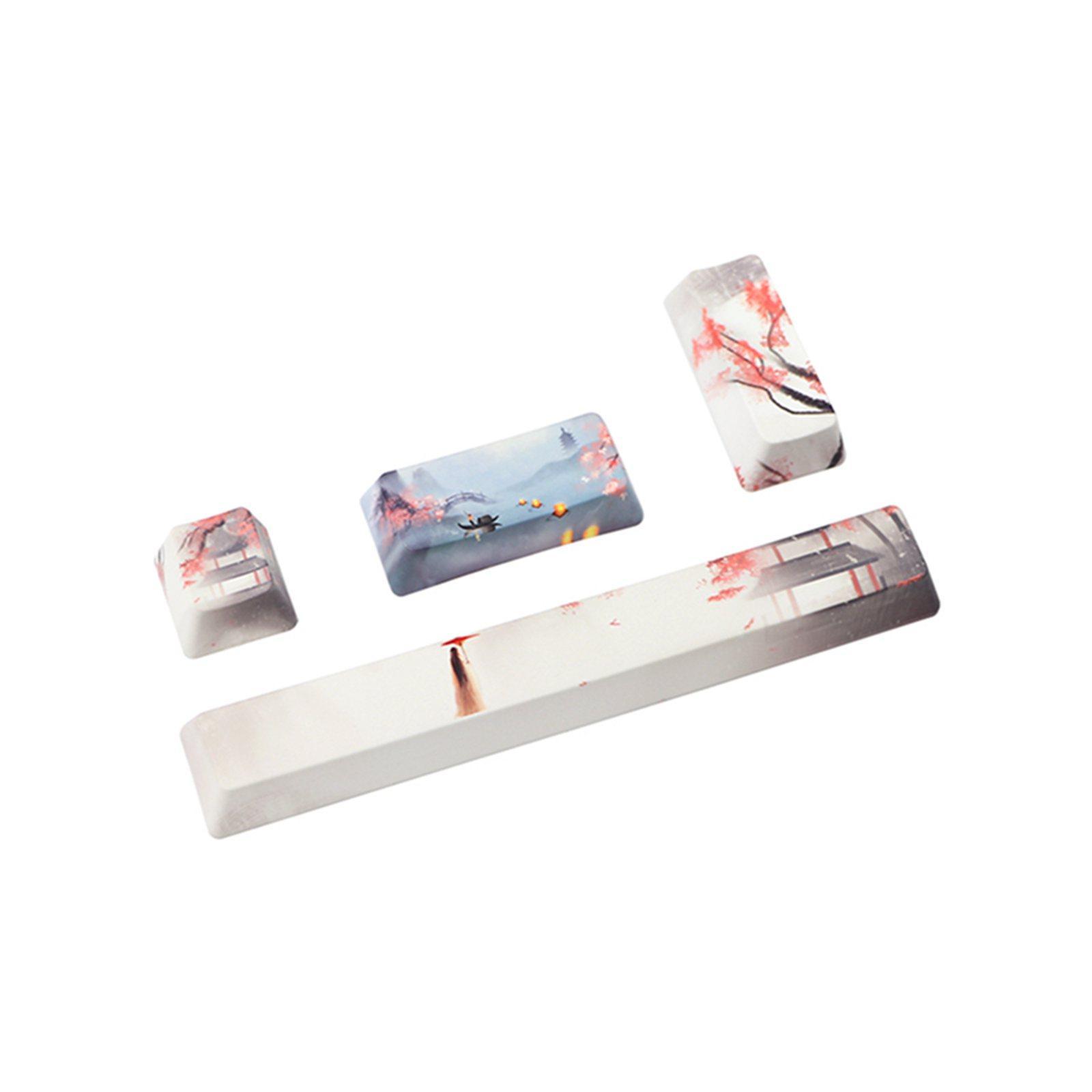 4X Keycaps Set PBT Five Sides Dye-Subbed Spacebar ESC Entre keys Gray