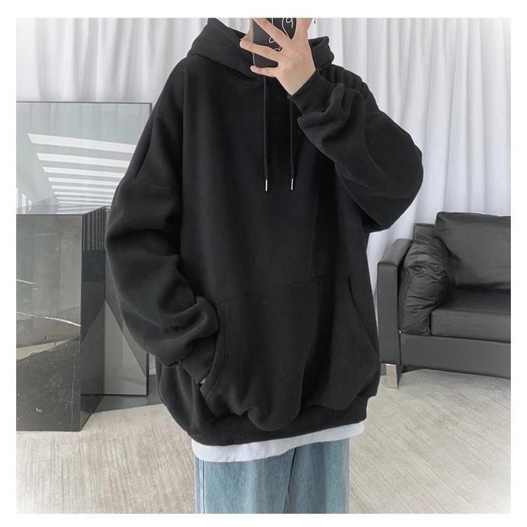 Hoodie đen chất vải nỉ ngoại