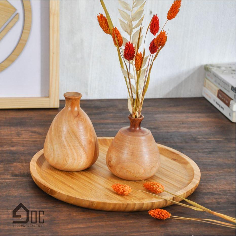 Lọ hoa gỗ, bình hoa gỗ nghệ thuật decor cắm hoa giả, hoa lụa, hoa khô Góc Decor