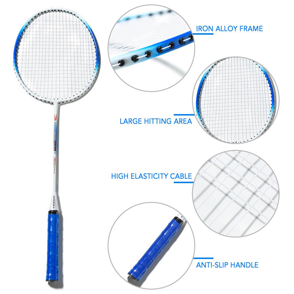 Set Túi Đựng Và Cặp Vợt Cầu Lông Hợp Kim Sắt Cho Người Lớn Kèm 6 Quả Cầu Lông